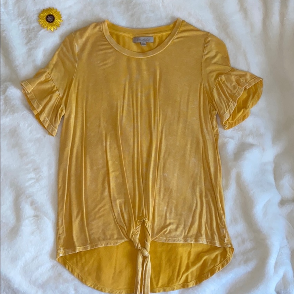 Yellow tie up shirt